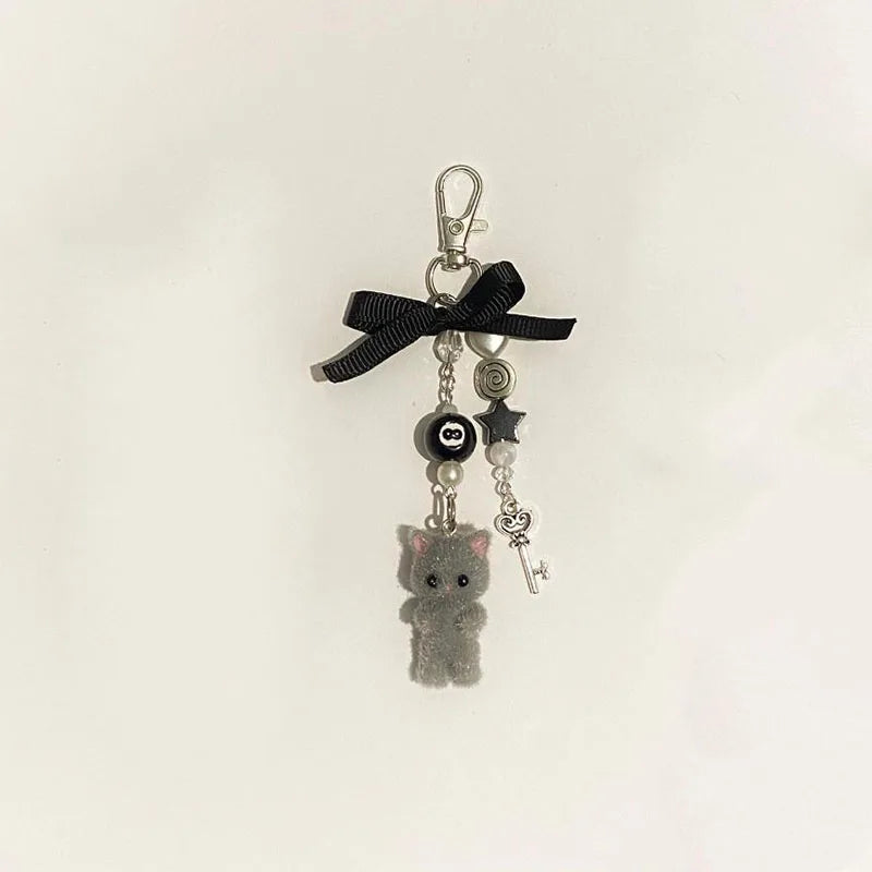handmade furry cats Matching keychains kitten y2k women fashion